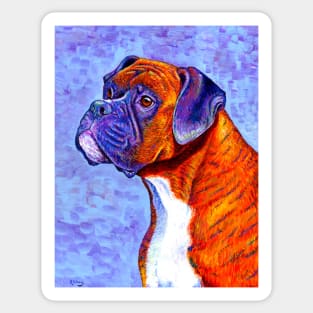 Devoted Guardian Colorful Brindle Boxer Dog Sticker